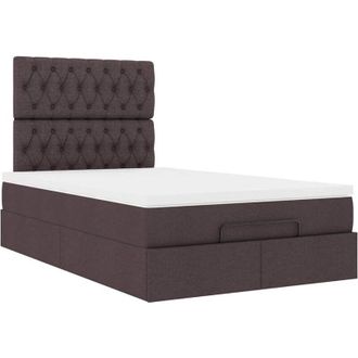 vidaXL Estructura De Cama Otomana Colch&oacute;n Tela Marr&oacute;n Oscuro 120x190cm Vidaxl
