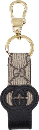 Gucci Schl&uuml;sselanh&auml;nger Herren Leder Schwarz/Beige