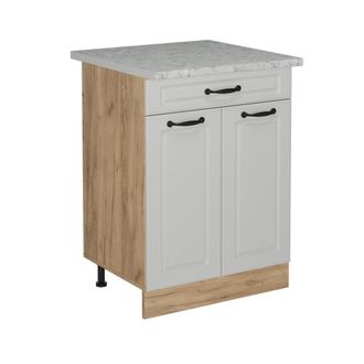 Vicco Mueble Bajo De Cocina R-line, Blanco Casa De Campo, 60 Cm Et M&aacute;rmol