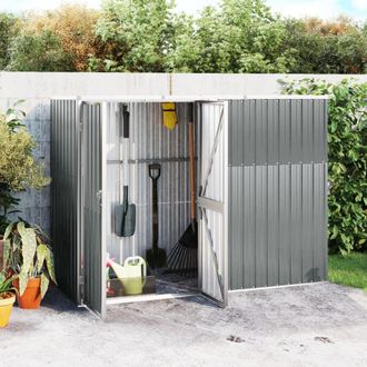 Berkfield Home Garden Tool Shed Grey 225x89x161 cm Galvanised Steel | Size: 225 x 89 x 161 cm