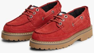 Tommy Hilfiger Womens Tommy Jeans Archive Suede Boat Shoe - Arizona Red - US 10 / EU 42