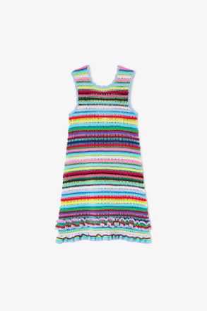 Ganni Mixed Dress in Striped Crochet - Size XXS Organic Cotton