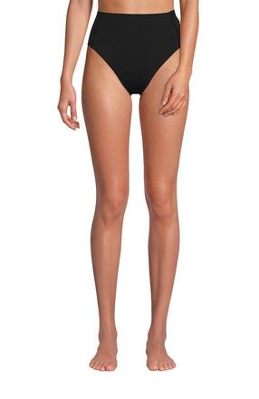 Lands End Tugless QuickDry High Waisted High Leg Bikini Bottoms in Black at Nordstrom, Size 20W