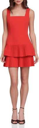 Avec Les Filles Pleat Double Ruffle Minidress in Red at Nordstrom, Size 12