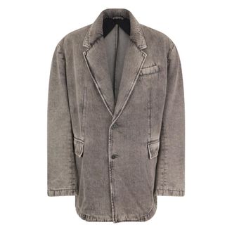Diesel Denim Jackets, male, Gray, Size: S Denim Jacket with Reversible Collar