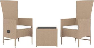 vidaXL Juego De Muebles Jard&iacute;n 3 Piezas Acero Y Rat&aacute;n Sint&eacute;tico Beige Vidaxl