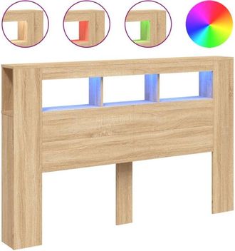 vidaXL LED Headboard Sonoma Oak 160x18.5x103.5 cm Engineered Wood vidaXL