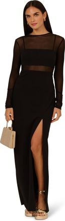 Adrianna Papell Womens Knit Crepe Column Long Dress - Black - Size 14 UK