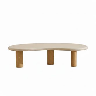 Wabi Home Mesa de centro de microcemento y madera maciza 135x60cm