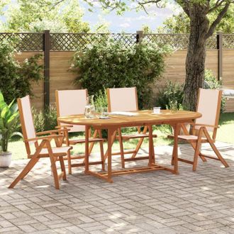 vidaXL Juego Comedor De Jard&iacute;n 5 Pzas Madera Maciza Acacia Y Textileno Vidaxl
