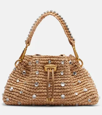 Jimmy Choo London Cinch Small embellished raffia tote bag