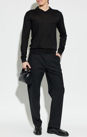Dolce & Gabbana Silk Polo, Mens, Black