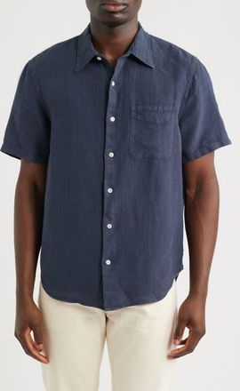 Madewell Short Sleeve Linen Shirt in Ink at Nordstrom, Size Xx-Large