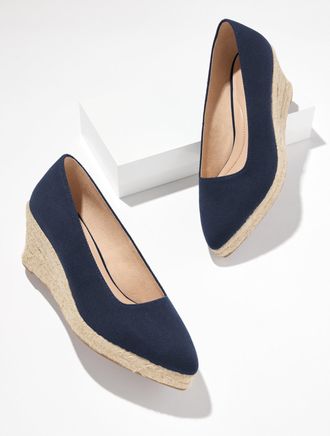 Talbots Vivi Linen Espadrille Wedges - Blue - 10 1/2 M Talbots