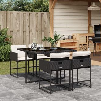vidaXL Vidaxl - Set De Muebles Jard&iacute;n 5 Pzas Con Cojines Rat&aacute;n Sint&eacute;tico Negro