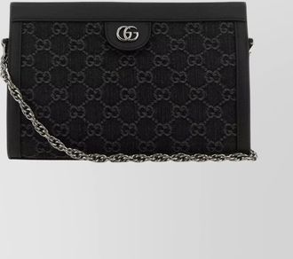 Gucci fabric and leather crossbody bag with chain strap