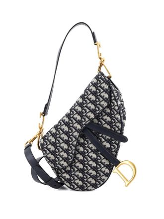 Dior Saddle Handbag with Strap Oblique Canvas Medium shoulder bag - Blue