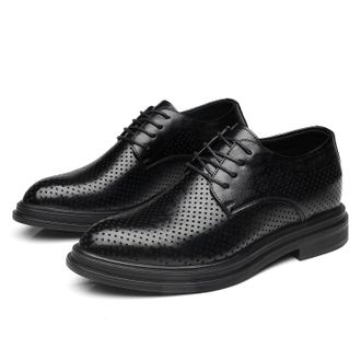 Generic Mens Formal Elevator Shoes Non-Slip 8Cm Height Increasing Dress Oxfords for Business, Casual Lace-Ups,Black,6.5 UK