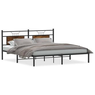 Berkfield Home Bed Frame without Mattress Smoked Oak 183x213 cm Engineered Wood in Brown