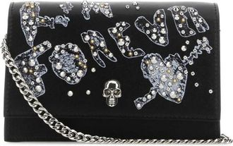 Alexander McQueen Alexander Mcqueen Black Leather Small Skull Clutch