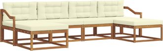 vidaXL Conjunto De Sof&aacute;s De Exterior 6 Uds. Natural Y Crema Vidaxl