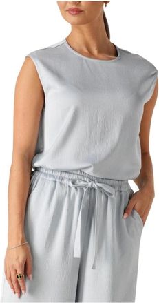 Amaya Amsterdam Fleur Top - Dames - Tops zonder mouwen - Blauw - S - Satijn - Tops