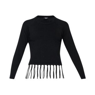 Liu Jo Fringe Sweater - Dames - Longsleeves - Zwart - S - Tops