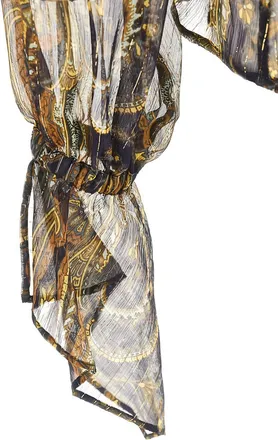 Etro Paisley Metallic Printed Silk Shirt - Beige