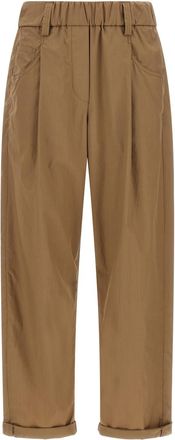 Brunello Cucinelli Beige Straight Drawstring Pants