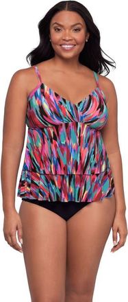 Trimshaper Leona V-Neckline Tankini Swimsuit Top in Abstract Mosaic at Nordstrom, Size 12