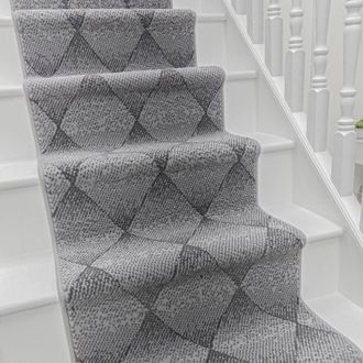 Runrug Stair Runner Carpet for Staircases - Soft & Comfy, 9mm - Harlequin in Grey | Size: 60 cm x 450 cm