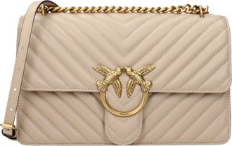 Pinko Pinko Love One Schoudertas Dames Beige Leer