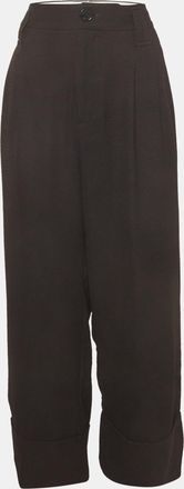Ganni Ganni Black Crepe Pleated Cropped Pants