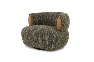 Woodek Sill&oacute;n giratorio de roble macizo con tela verde