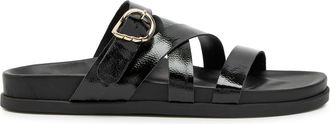 Ancient Greek Sandals Filipa Textured Patent Leather Sliders - Black - 41 (IT41/ UK8)
