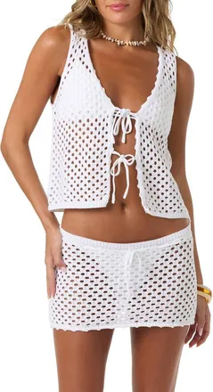 O'Neill Zooey Open Stitch Cover-Up Tank in White at Nordstrom, Size Xx-Large