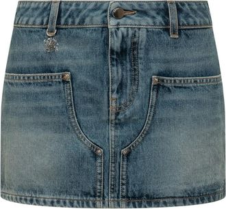 Amiri Minirok met bedel - Dames - Spijkerrokken - Blauw - W26 - Katoen - Rokken