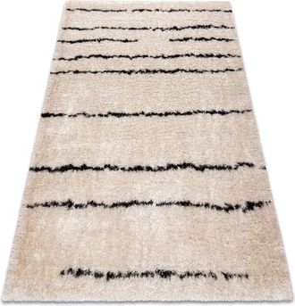 RugsX Rugsx - Alfombra Fluffy 2371 Shaggy Rayas - Crema / Antracita Beige 180x270 Cm