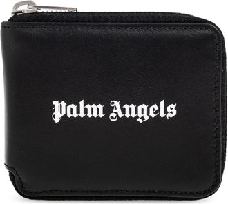 Palm Angels Classic Logo Zip Around Wallet - Heren - Portefeuilles - Zwart - ONE Size - Leer - Accessoires