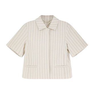 Max Mara Pinstripe Cotton Shirt - female - Max Mara - Shirts - White - L - Blouses & Shirts