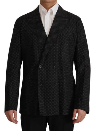Dolce & Gabbana Black Polka Dotted Cotton Blazer Mens Jacket - Size Large