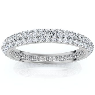 Pompeii3 1.10ct Pave Diamond Eternity Wedding Ring 14K White Gold Lab Grown Size Selectable