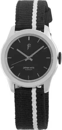 Johan Eric Denmark Naestved Young Sporty Round Steel White Stripe Canvas Strap Mens Watch JE1400-04-007