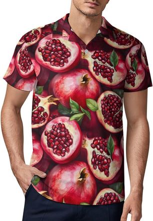 Generic Pomegranates Classic Polo Shirt for Men Short Sleeve Quick Dry Button T-Shirts Casual Hiking Work 3XL