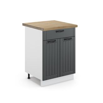 Vicco Mueble Bajo De Cocina Fame-line, Antracita Casa De Campo, 60 Cm Con Caj&oacute;n, Et Roble Vicco