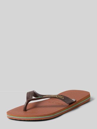 Havaianas Zehentrenner mit Label-Detail Modell BRASIL in Dunkelbraun, Gr&ouml;&szlig;e 35/36