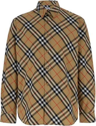 Burberry Geruit katoenen overhemd - Heren - Casual Overhemden - Beige - XL - Katoen - Overhemden