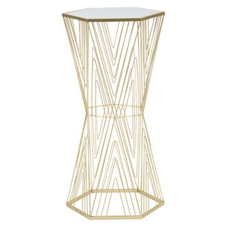 Dmora Mesa De Centro Danesa, Con Almacenamiento, Forma Hexagonal, Tablero Transparente, 40x35x80h Cm Transparente