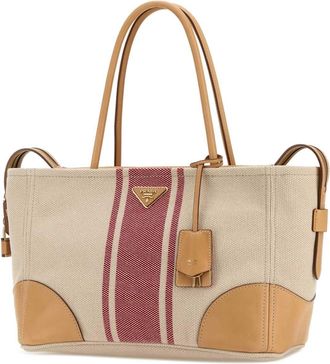 Prada Womens Shopping Tote Beige Fabric