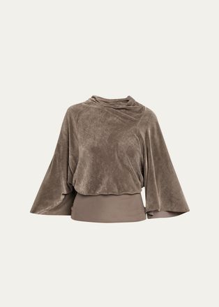 Rick Owens Cylinder Velvet Cr&ecirc;pe Flare-Sleeve Top
